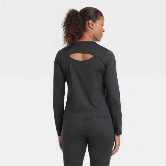 Women's Soft Stretch Long Sleeve Top - All In Motion™ Black size Small - Picture 2 of 5